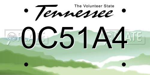 0C51A4 Tennessee License Plate