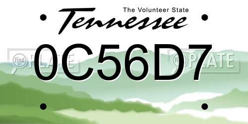 0C56D7 Tennessee License Plate