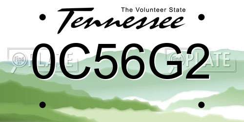 0C56G2 Tennessee License Plate