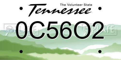 0C56O2 Tennessee License Plate