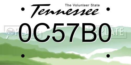 0C57B0 Tennessee License Plate
