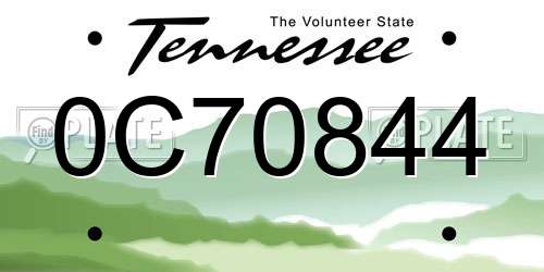 0C70844 Tennessee License Plate