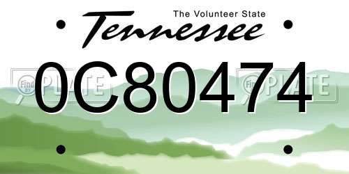 0C80474 Tennessee License Plate