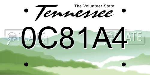 0C81A4 Tennessee License Plate