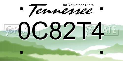 0C82T4 Tennessee License Plate