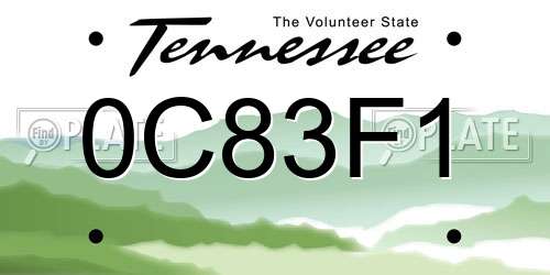 0C83F1 Tennessee License Plate