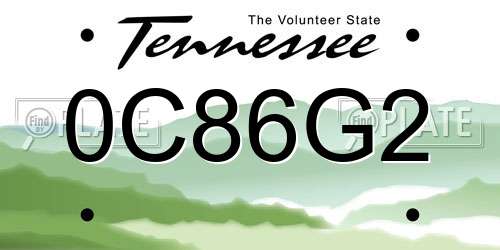 0C86G2 Tennessee License Plate