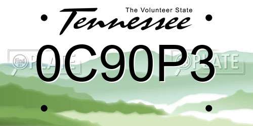 0C90P3 Tennessee License Plate