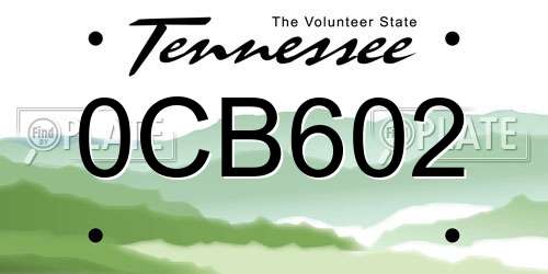 0CB602 Tennessee License Plate