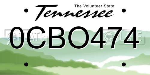 0CBO474 Tennessee License Plate