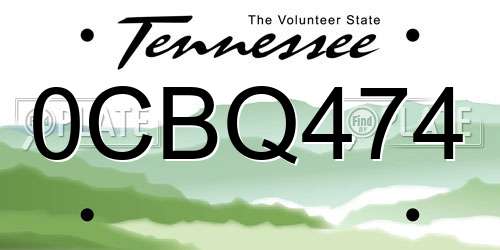 0CBQ474 Tennessee License Plate