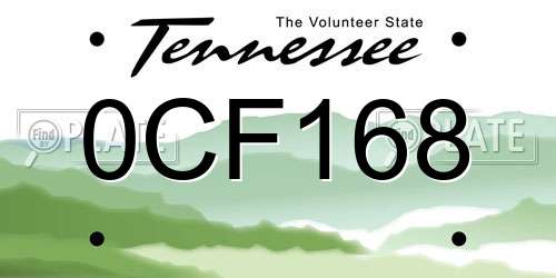 0CF168 Tennessee License Plate