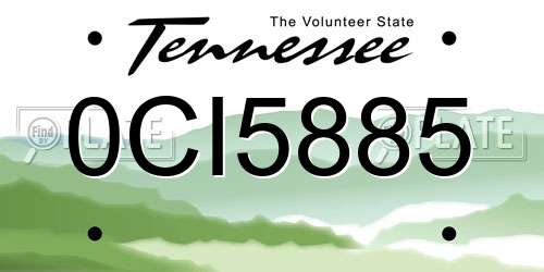 0CI5885 Tennessee License Plate