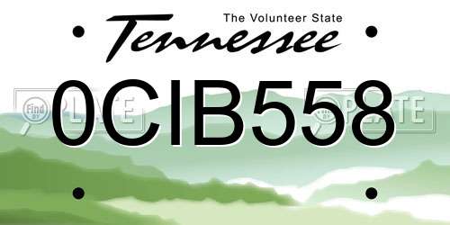 0CIB558 Tennessee License Plate
