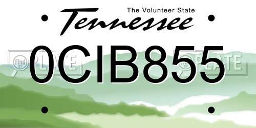 0CIB855 Tennessee License Plate