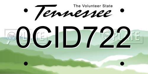 0CID722 Tennessee License Plate