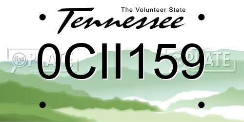 0CII159 Tennessee License Plate