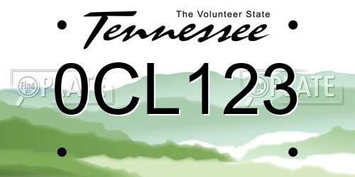 0CL123 Tennessee License Plate