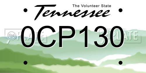 0CP130 Tennessee License Plate