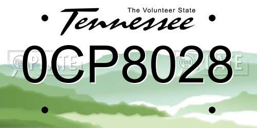 0CP8028 Tennessee License Plate