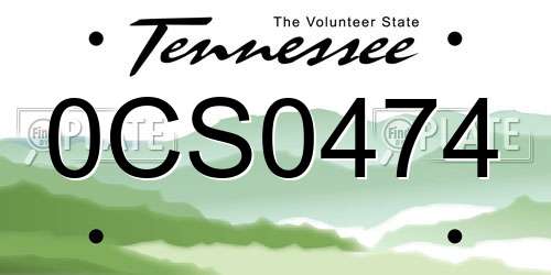 0CS0474 Tennessee License Plate