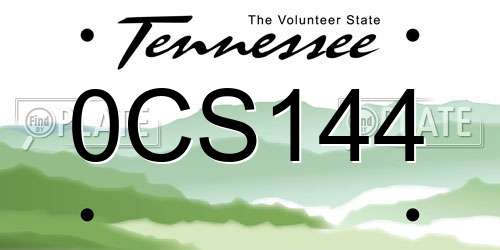 0CS144 Tennessee License Plate