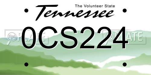 0CS224 Tennessee License Plate