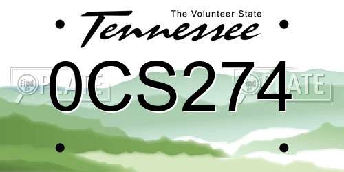 0CS274 Tennessee License Plate