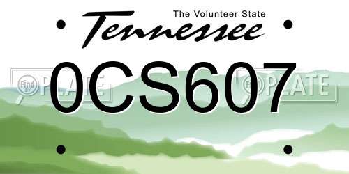 0CS607 Tennessee License Plate
