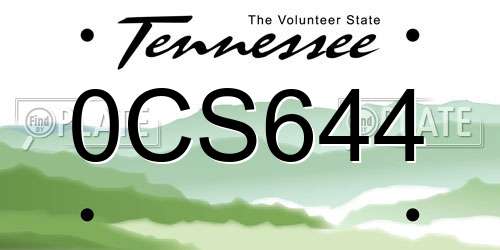 0CS644 Tennessee License Plate