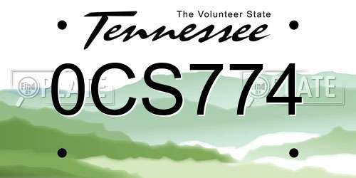 0CS774 Tennessee License Plate