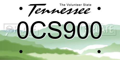 0CS900 Tennessee License Plate