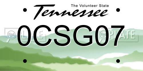 0CSG07 Tennessee License Plate
