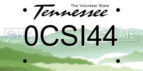 0CSI44 Tennessee License Plate