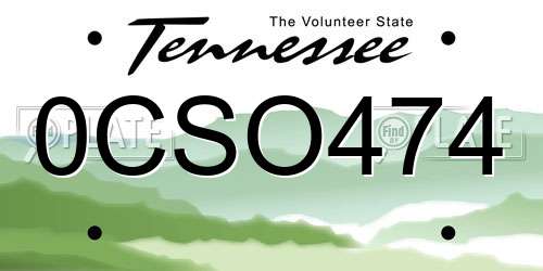 0CSO474 Tennessee License Plate