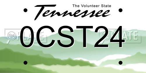 0CST24 Tennessee License Plate