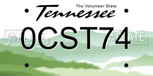 0CST74 Tennessee License Plate