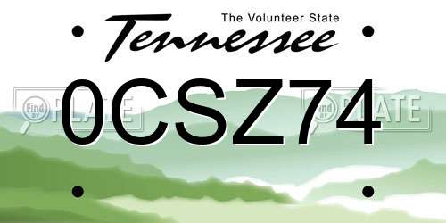 0CSZ74 Tennessee License Plate