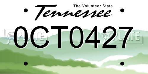 0CT0427 Tennessee License Plate