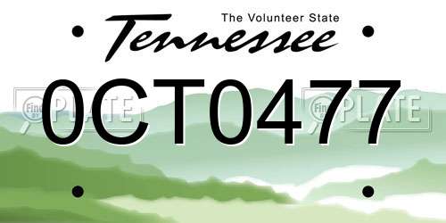 0CT0477 Tennessee License Plate