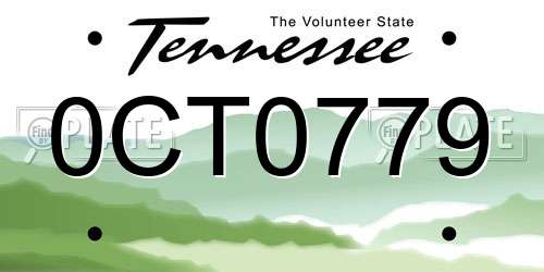 0CT0779 Tennessee License Plate