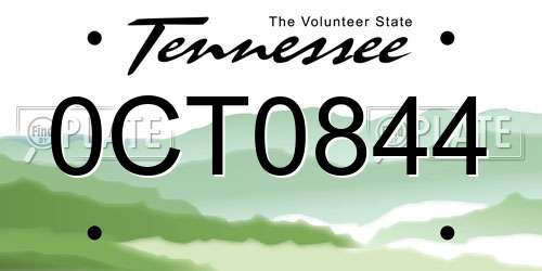 0CT0844 Tennessee License Plate