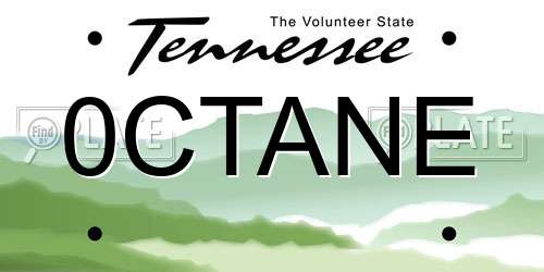 0CTANE Tennessee License Plate