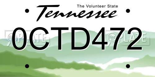 0CTD472 Tennessee License Plate