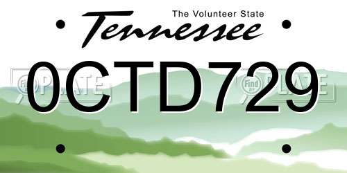 0CTD729 Tennessee License Plate