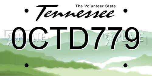 0CTD779 Tennessee License Plate