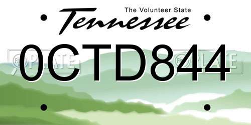 0CTD844 Tennessee License Plate