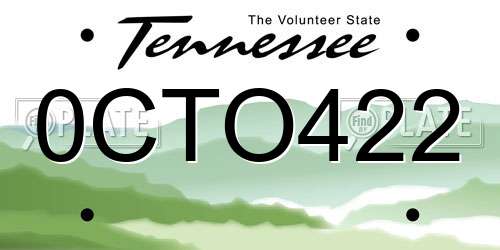 0CTO422 Tennessee License Plate