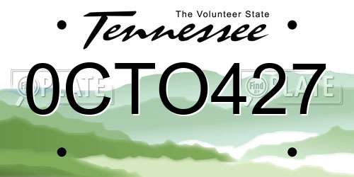 0CTO427 Tennessee License Plate