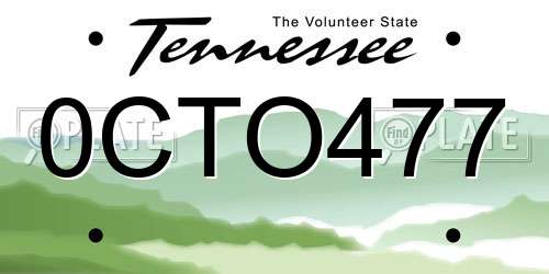 0CTO477 Tennessee License Plate